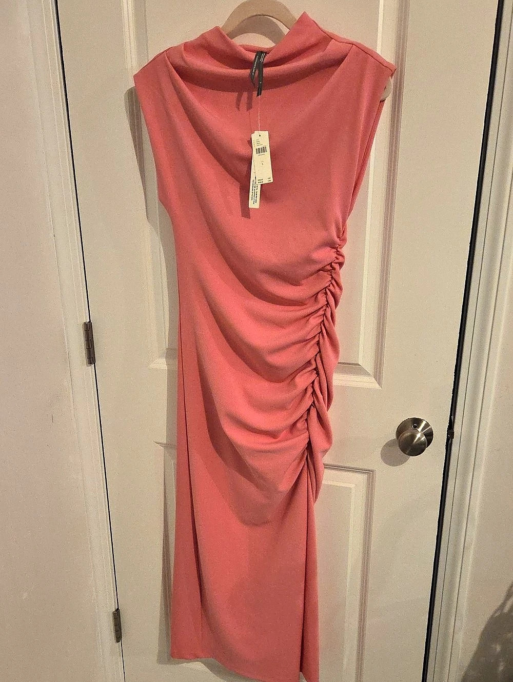 Anthropologie Ruched Midi Dress in Pink Size Small NWT